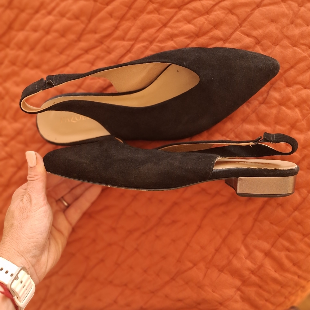Black Flats with Pointed Toe and Slingback Strap